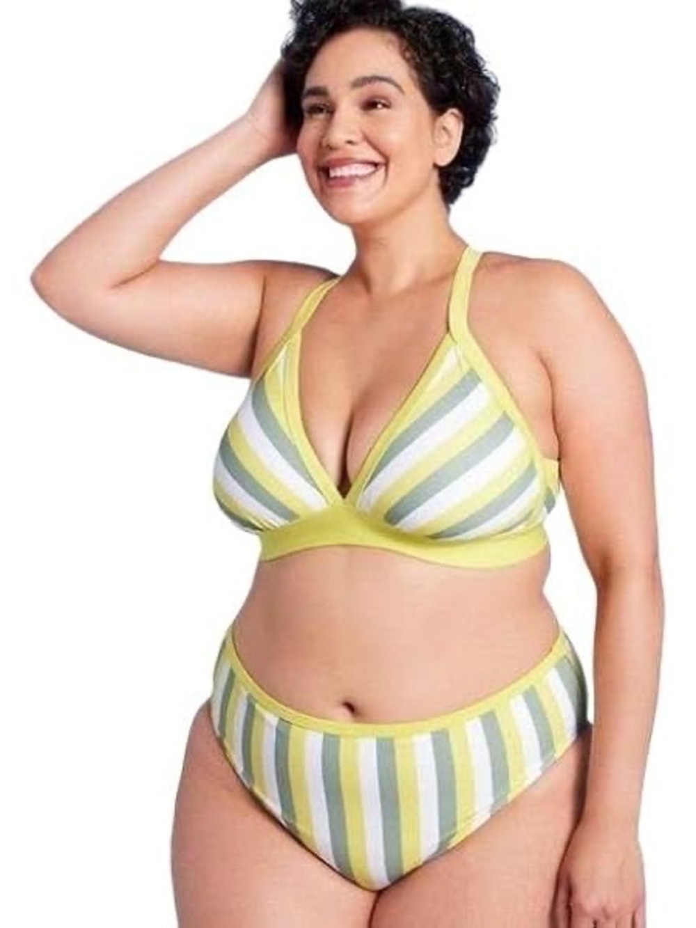 NWT Kona Sol 🏝️☀️ Yellow and Green Striped Bikini - Size 1X